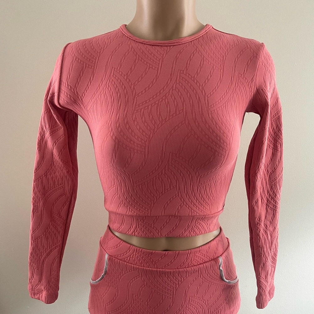 Like New SEEA palomar textured cropped ANTHROPOLOGIE rashguard swimsuit top xs